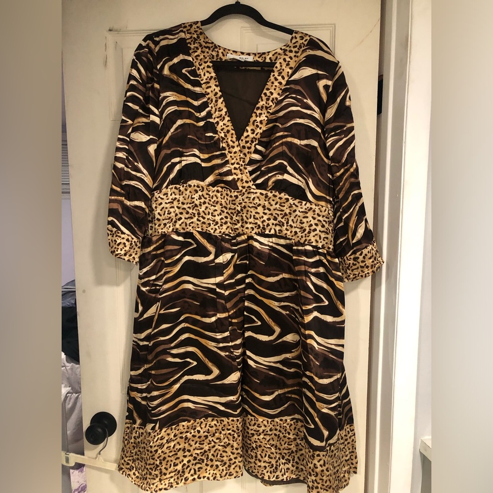 WD.NY Brown and Tan Animal Print Midi Dress - Picture 5 of 5